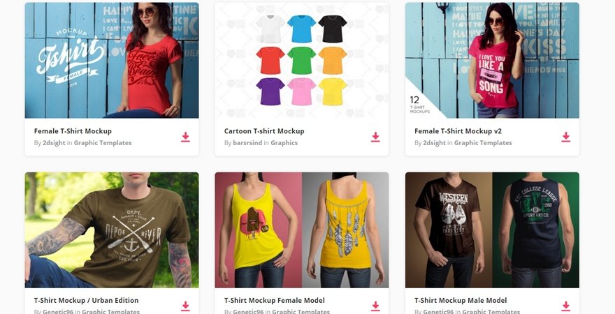 Various T-shirts for Male and Female Mockup PSD: