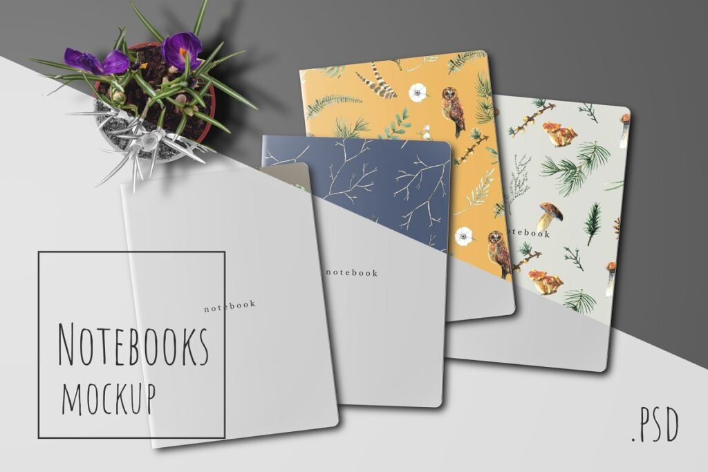 Various colored booklet mockup