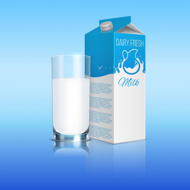 Vector File Illustration Of A Milk Box With Glass Kept Beside