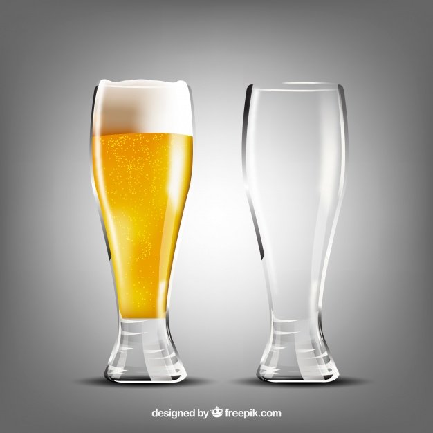 Vector Illustration Of Filled And Empty Beer Glass