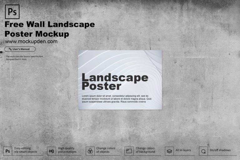 Free Lanscape Wall Poster Mockup PSD Template