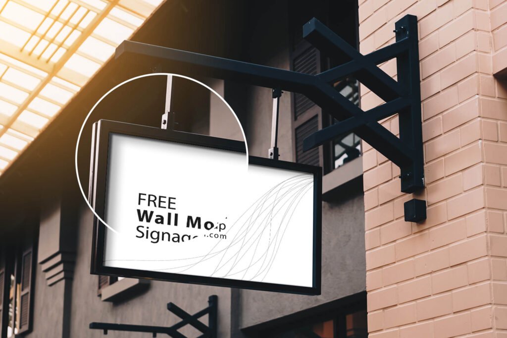 Free Wall Mounted Signage Mockup PSD Template
