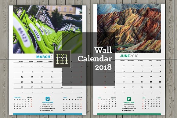Wall calendar with Different Patterns Mockup