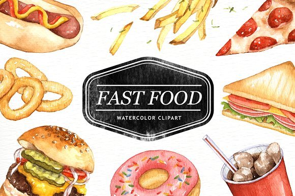 Watercolor presentation of Fast Food Branding