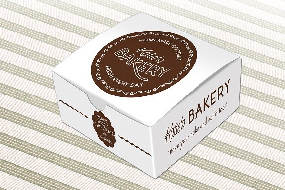 White Cake Packaging Box With Brown Color Print On It