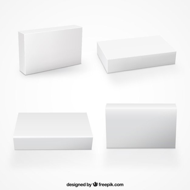 White Color Rectangle Box Vector Set Illustration