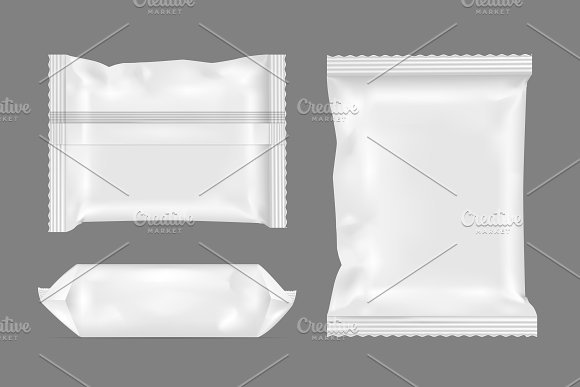 White Foil Bag PSD in Simple Background:
