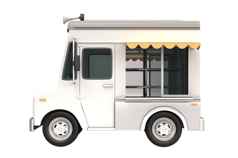 White Mini Food Truck Mockup.