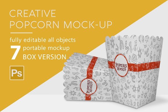 White Popcorn Pouch Design Template in PSD Format