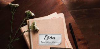 Free White Sticker Mockup PSD Template