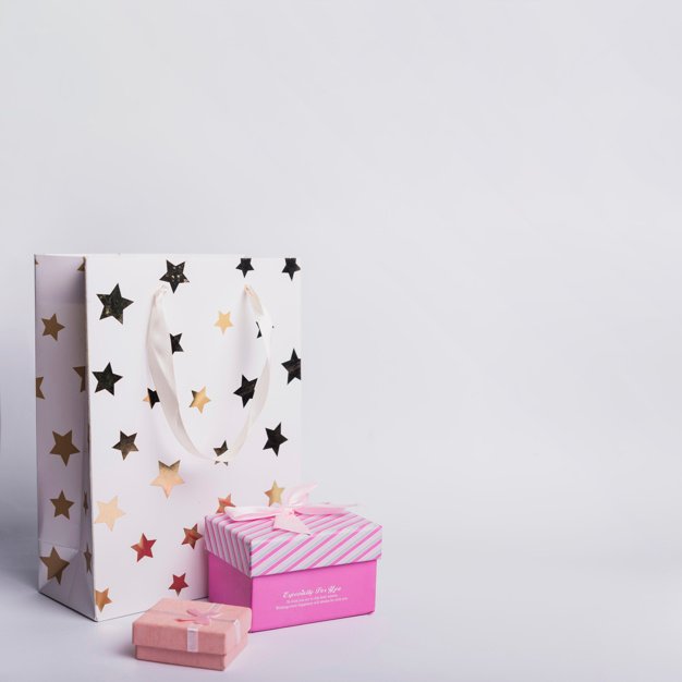 White and Pink color cardboard mockup box.