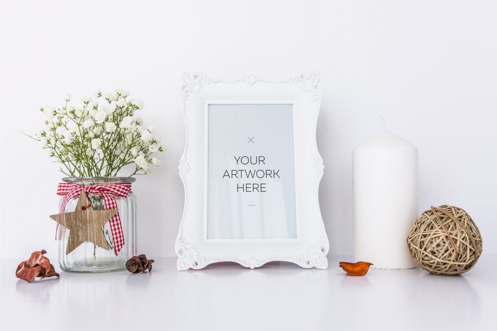 White color photo frame mockup