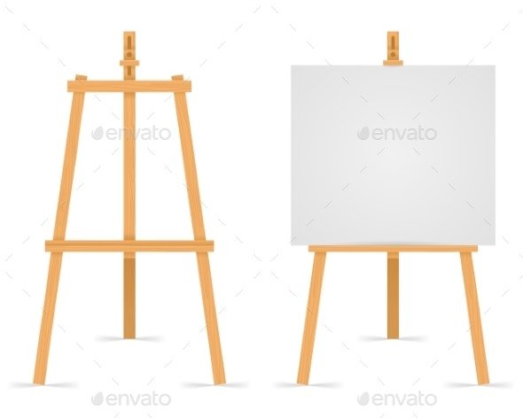 Wooden Easel Empty Blank Paper Mock Up Isolated