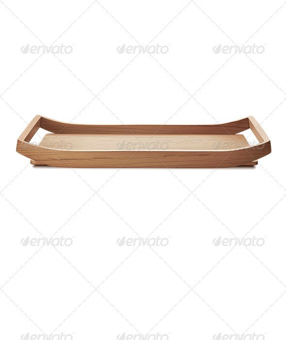 Wooden Tray Mockup With Curve From Two Side