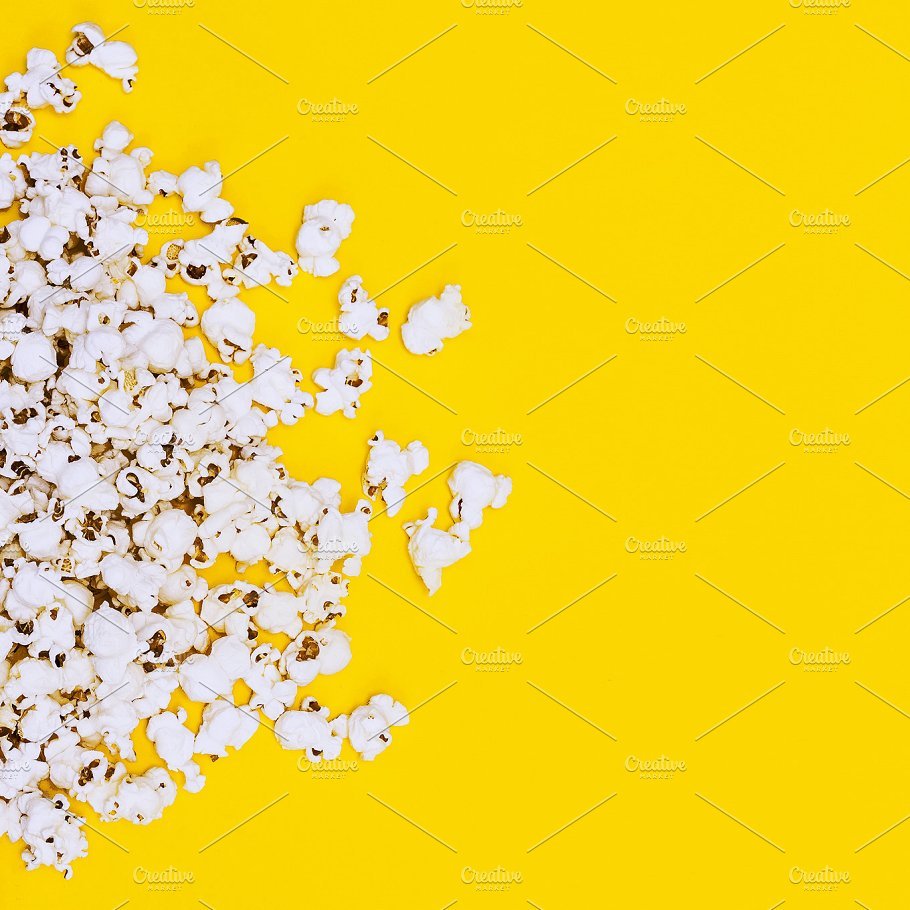 Yellow Background and Popcorn PSD Design Template