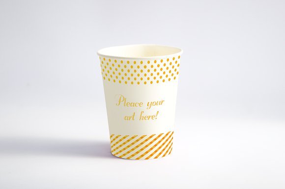 Yellow Color Dotted Print Paper Cup Design Template