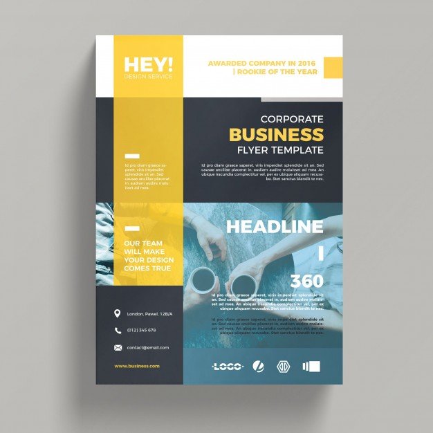 Yellow Corporate Business A4 Flyer Mockup Free template