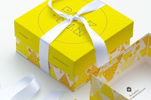 Yellow Gift Box Design PSD
