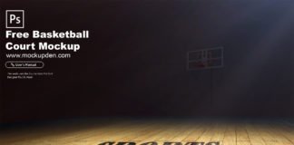 Free Basketball Court Mockup PSD Template