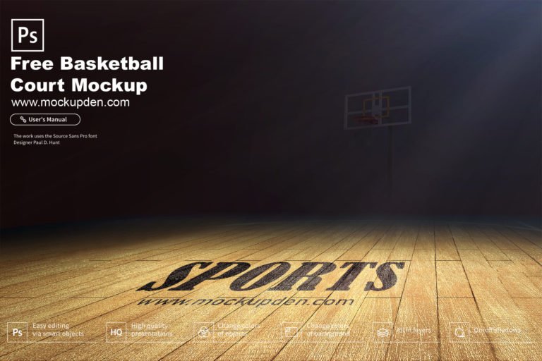 Free Basketball Court Mockup PSD Template