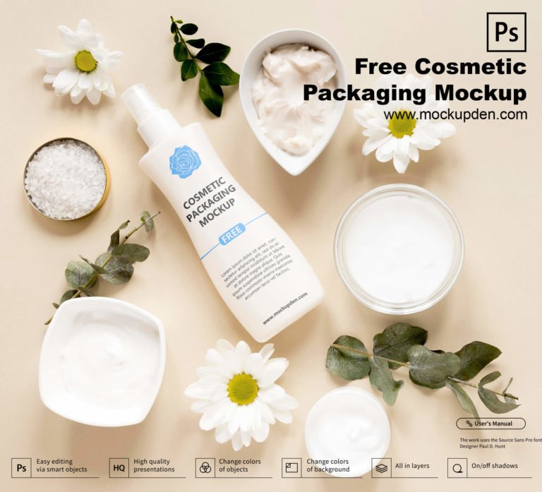 Free Cosmetic Packaging Mockup PSD Template
