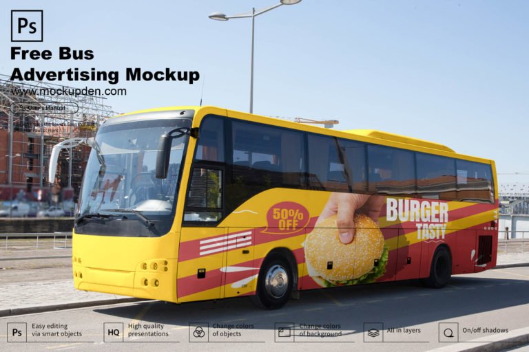 Free Bus Advertising Mockup PSD Template