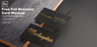 Free Foil Business Card Mockup PSD Template