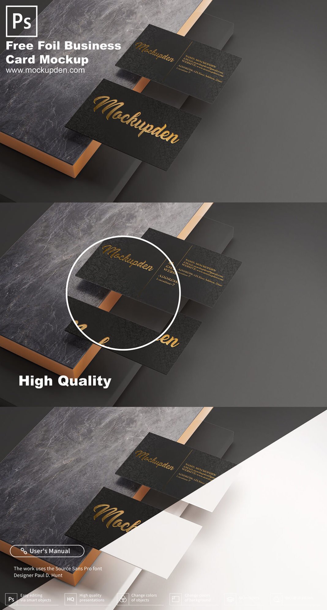 32+ Stunning Free Foil Business Card Mockup PSD Templates