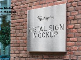 Free Metal Sign Mockup PSD Template