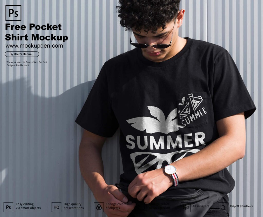 Download Free Pocket Shirt Mockup PSD Template - Mockup Den