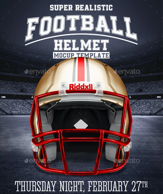 Realistic Football helmet Mockup / Full customizable