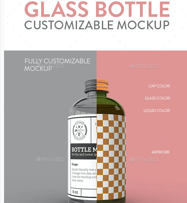 Glass Bottle Label MockUp