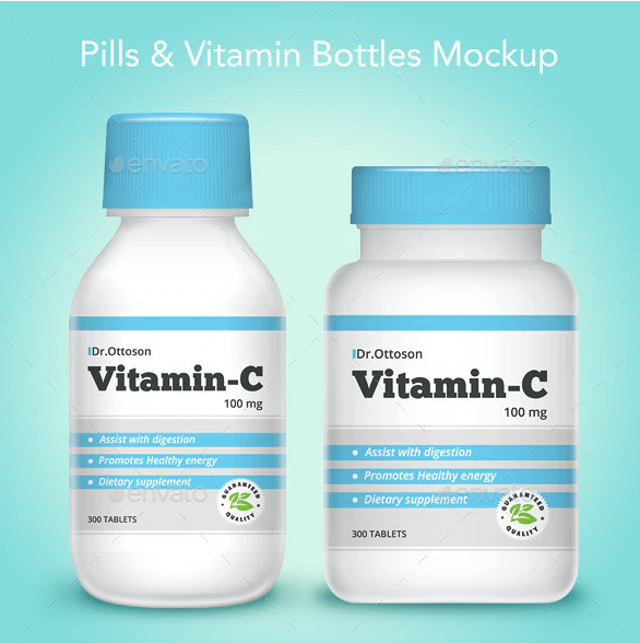 Pills and Vitamin Bottle Mockup