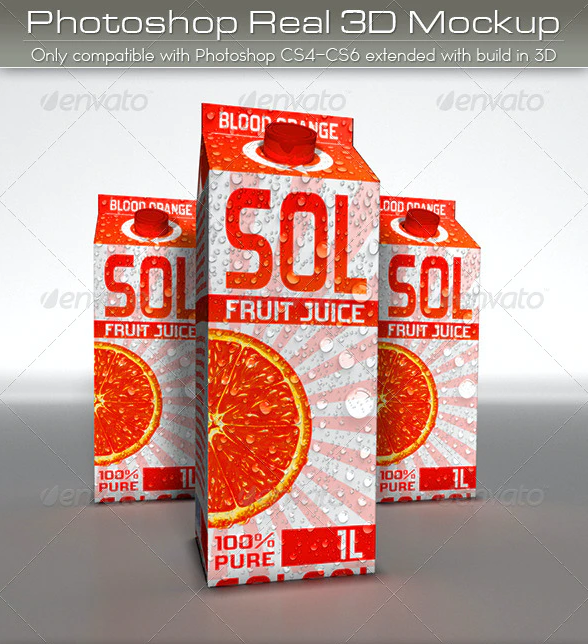 Large Juice or Milk Carton Pack Mockup | 3D Photoshop