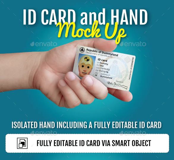 ID Card and Hand Mockup