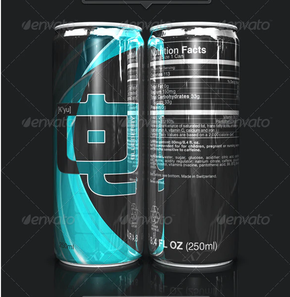 3D Energy Drink Soda Can Mockup
