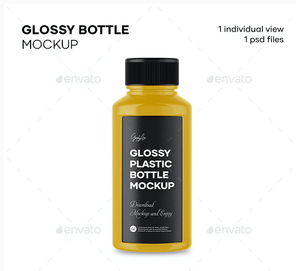 Premium PSD  Glossy plastic coffee shaker bottle packaging mockup