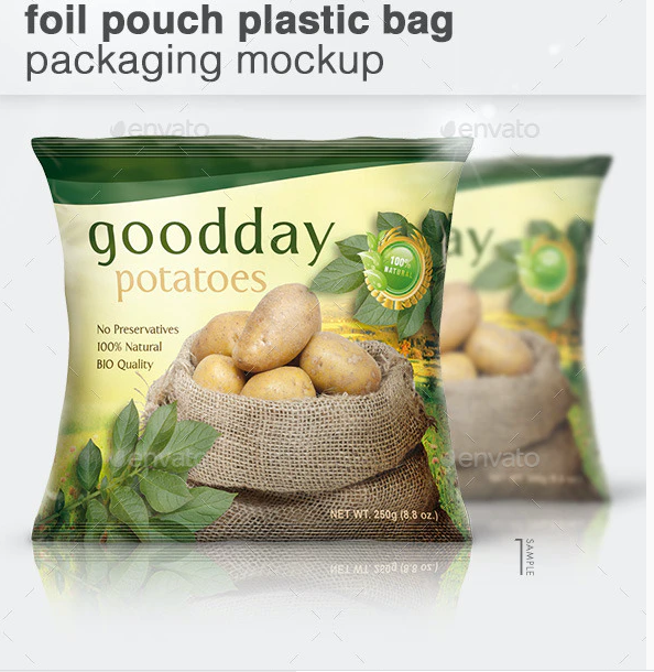 Foil Pouch Plastic Bag Packaging Mock-Up