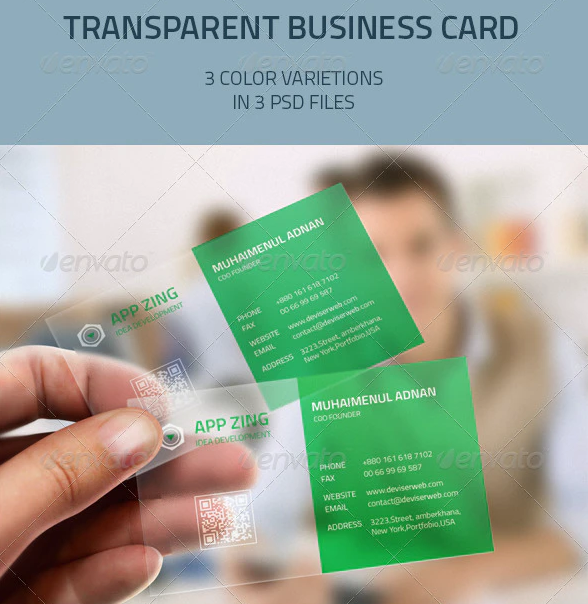 Transparent Business Card Mockup | 41+ Creative Transparent Business Card PSD Vector Template 4