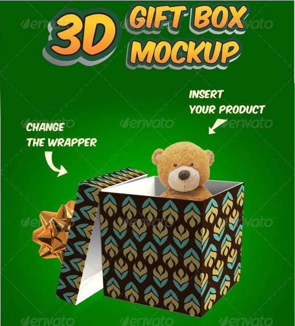 3D Gift Box Mockup