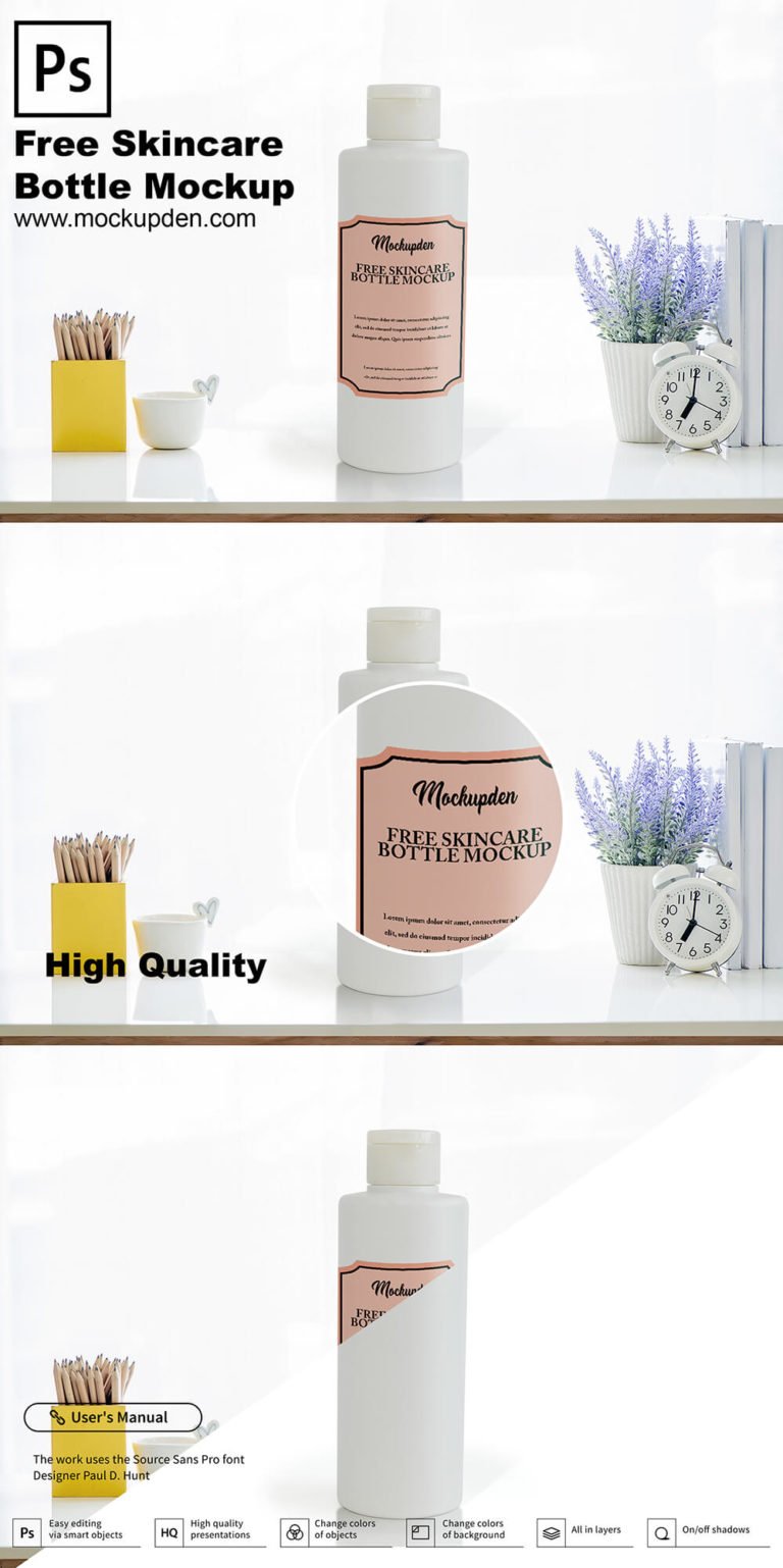 Download Free Skincare Bottle Mockup PSD Template - Mockup Den