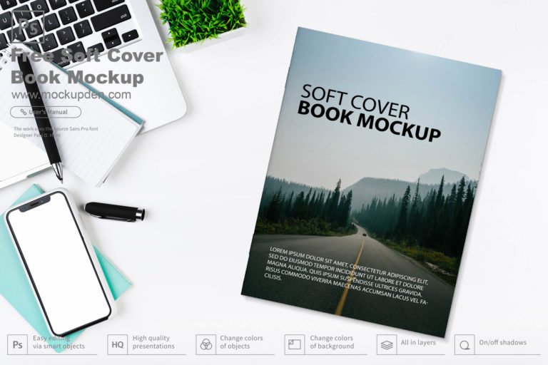 Free Soft cover Book Mockup PSD Template