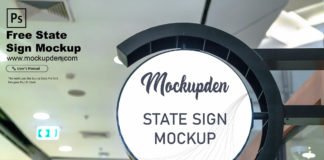 Free State Sign Mockup PSD Template