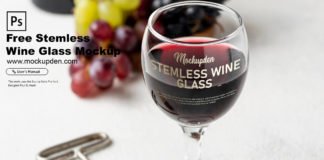 Free Stemless Wine Glass Mockup PSD Template