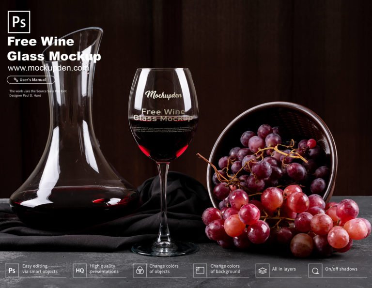 Free Wine Glass Mockup PSD Template