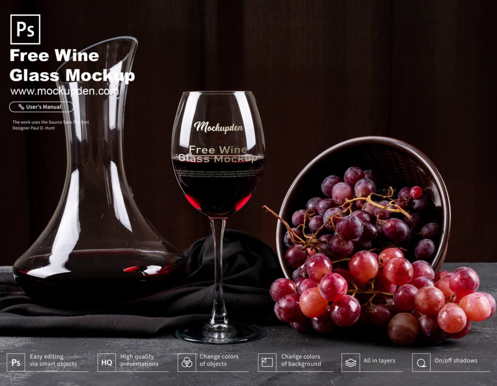 Download Free Wine Glass Mockup Psd Template Mockup Den