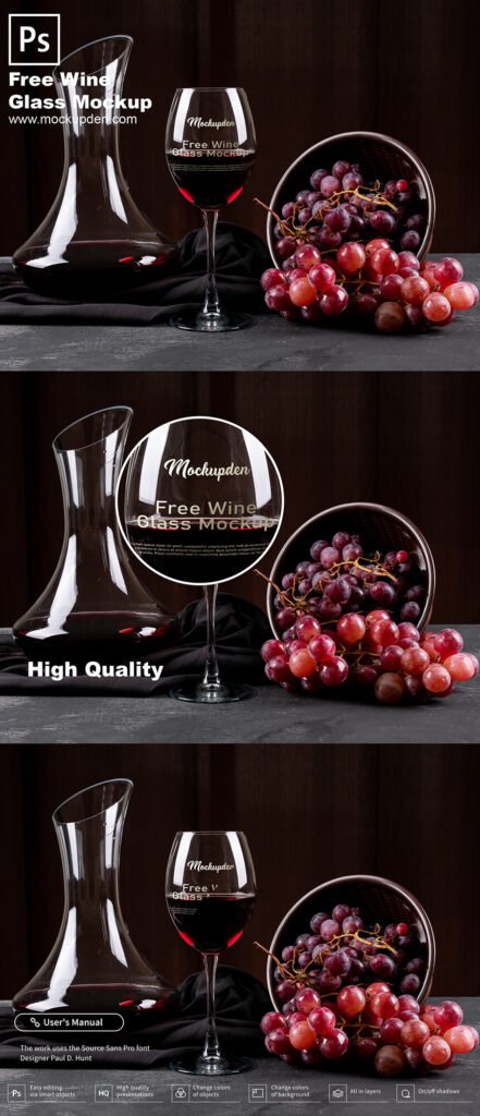 Download Free Wine Glass Mockup PSD Template - Mockup Den