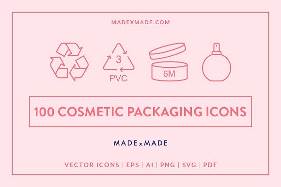 100 Different Cosmetic Packaging Icons Illustration