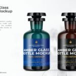 Amber Glass Bottle Mock-Up Template