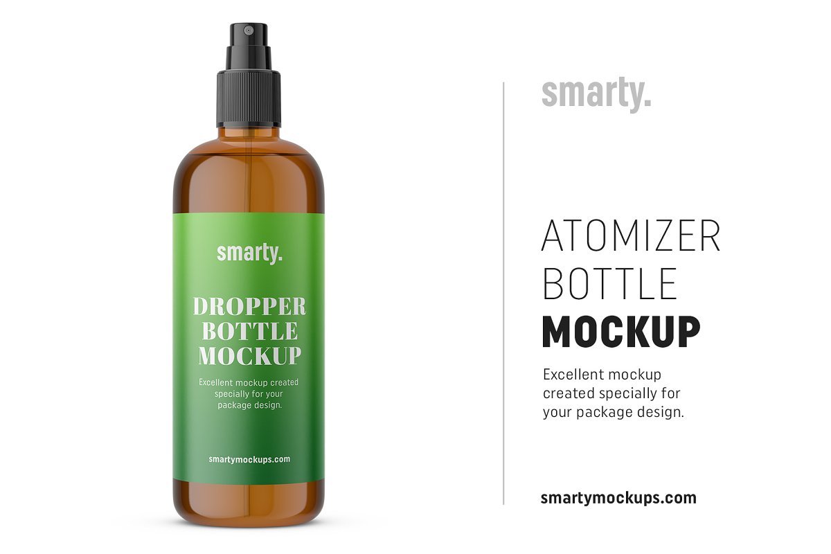 Amber atomizer bottle mockup